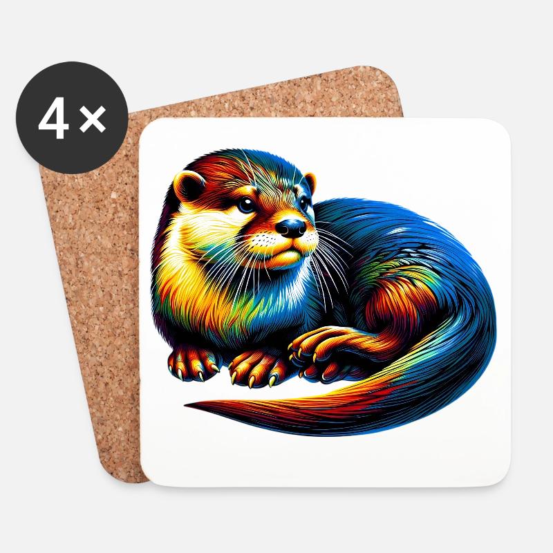 Otter - Untersetzer (4er-Set) - Weiß