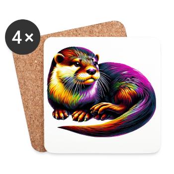 Otter - Untersetzer (4er-Set) - Weiß - Vorne