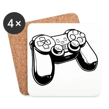 Gaming Controller Drawing - Coasters (set of 4) - white - Front