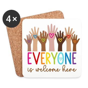 Everyone is welcome here - Coasters (set of 4) - white - Front