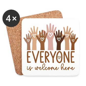 Everyone is welcome here - Coasters (set of 4) - white - Front