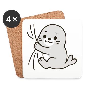 Cher petit phoque - Dessous de verre (lot de 4) - blanc - Devant