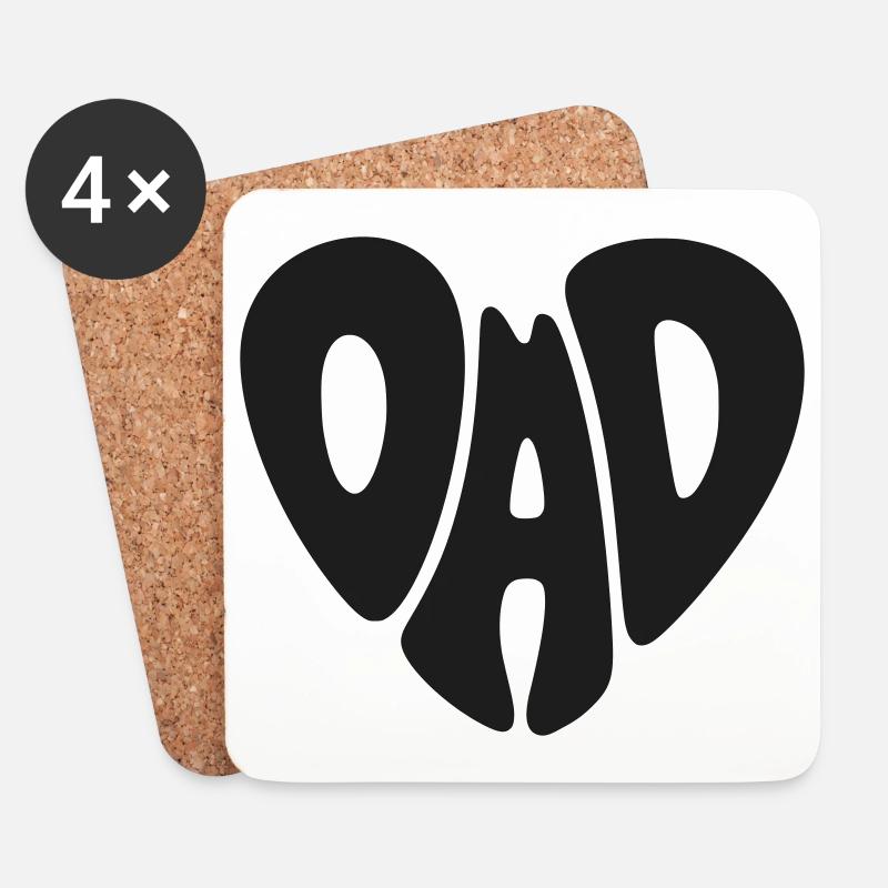 Dad Herz Form Papa Herzform Vatertag Geschenk - Untersetzer (4er-Set) - Weiß