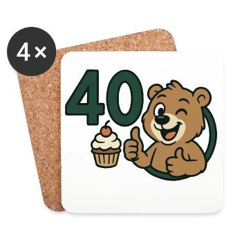 Fort comme un ours à 40 ans - Dessous de verre (lot de 4) - blanc - Devant