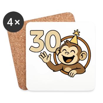 Monkey strong at 30 - Coasters (set of 4) - white - Front