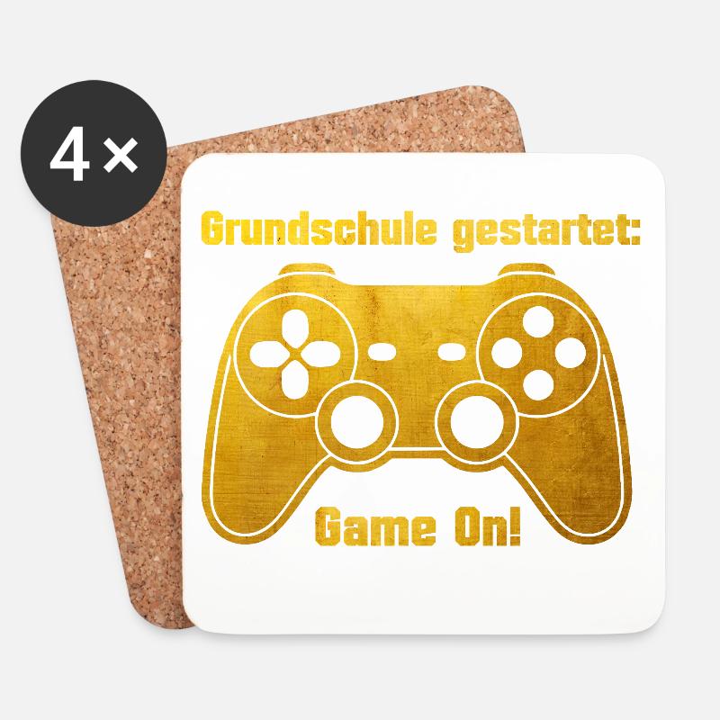 Einschulung - Game on - Spielkonsole - goldfarben - Untersetzer (4er-Set) - Weiß