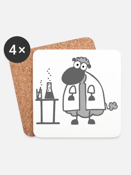 Ovins de laboratoire - Dessous de verre (lot de 4) - blanc
