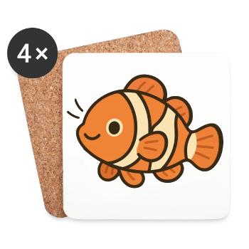 Poisson anémone - Habitant joyeux du récif - Dessous de verre (lot de 4) - blanc - Devant