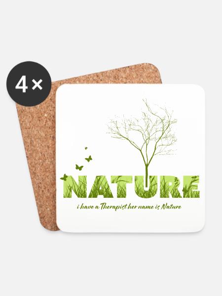 Lebendige Baum- und Naturmotiv für Kleidung - Untersetzer (4er-Set) - Weiß
