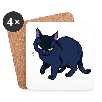 Chat noir sinistre - Dessous de verre (lot de 4) - blanc - Devant