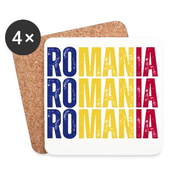 Romania flag, I love Romania - Coasters (set of 4) - white - Front