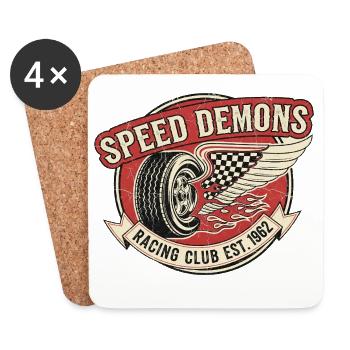Speed Demons Motorsport Design - Dessous de verre (lot de 4) - blanc - Devant