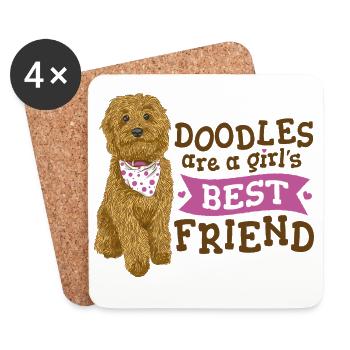 Doodle Girl's Best Friend  - Coasters (set of 4) - white - Front