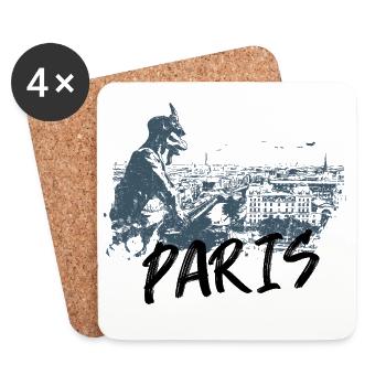 Paris avec gargouille de Notre Dame - Dessous de verre (lot de 4) - blanc - Devant