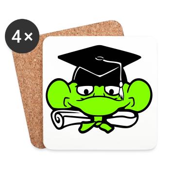 frog graduation high school diploma passed college cute - Coasters (set of 4) - white - Front