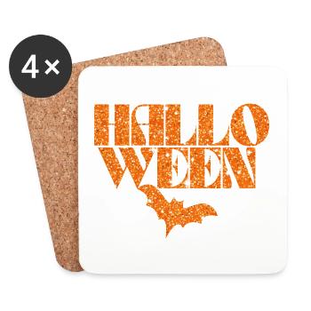 Halloween Orange Fledermaus Silhouette - Untersetzer (4er-Set) - Weiß - Vorne