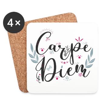 Carpe Diem Blumenschrift - Untersetzer (4er-Set) - Weiß - Vorne