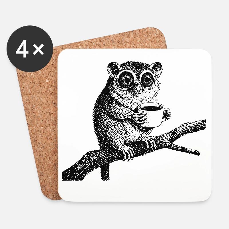 Kaffee Tarsier - Untersetzer (4er-Set) - Weiß