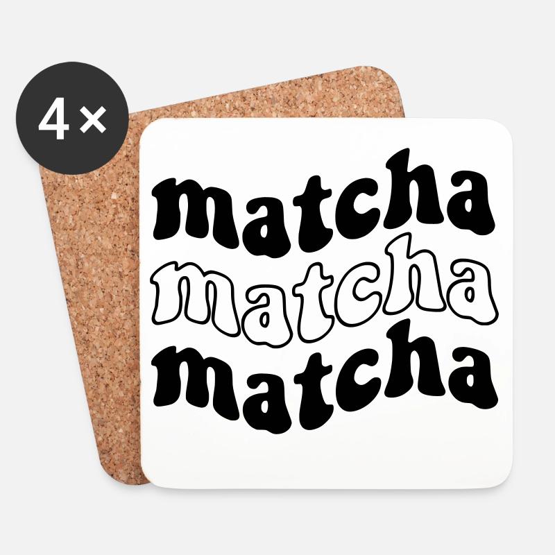 Matcha Matcha Matcha – Trendiges SVG Design - Untersetzer (4er-Set) - Weiß