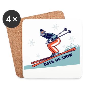 Retour sur neige : ski rétro - Dessous de verre (lot de 4) - blanc - Devant