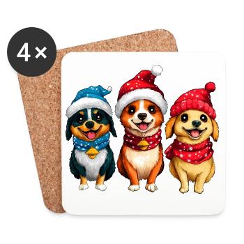 Weihnachtsmann Hund - Untersetzer (4er-Set) - Weiß - Vorne