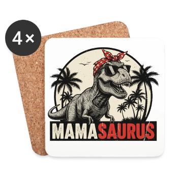Mamasaurus – Cool T-Rex Design for Moms - Coasters (set of 4) - white - Front