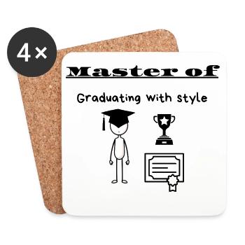 Master de l’obtention du diplôme avec style - Dessous de verre (lot de 4) - blanc - Devant