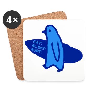 Surfer Surfergirl Pinguin Surfen  - Untersetzer (4er-Set) - Weiß - Vorne