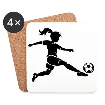 Soccer Woman Soccer Silhouette - Coasters (set of 4) - white - Front