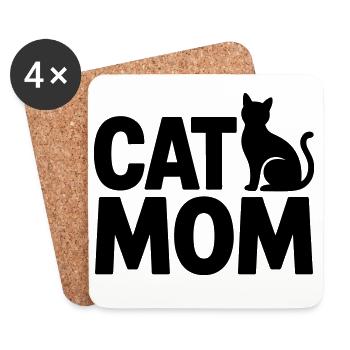 Cat Mom: Cat Mom - Coasters (set of 4) - white - Front