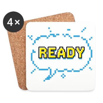 Lettrage READY dans un style pixel comic - Dessous de verre (lot de 4) - blanc - Devant