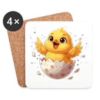 Chicks from the Egg – Happy Departure - Coasters (set of 4) - white - Front