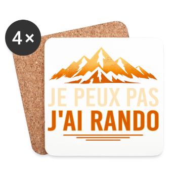 Je peux pas j’ai rando humour randonnée trek - Dessous de verre (lot de 4) - blanc - Devant