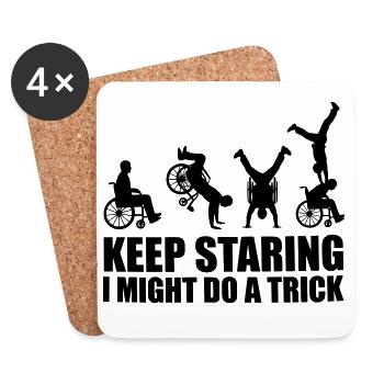 Surveillez cet utilisateur de fauteuil roulant # - Dessous de verre (lot de 4) - blanc - Devant