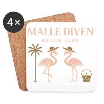 Malle Diven Beach Club Flamingo Mallorca Party - Dessous de verre (lot de 4) - blanc - Devant