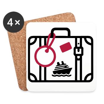 Suitcase Travel Cruise Vacation - Coasters (set of 4) - white - Front