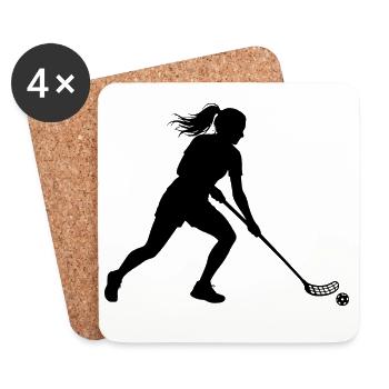 Floorball Geschenkidee für eine Floorballspielerin - Untersetzer (4er-Set) - Weiß - Vorne