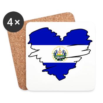 El Salvador Salvadoran Flag Heart El Salvador - Coasters (set of 4) - white - Front