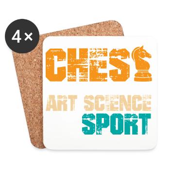 Schach Schachspieler Schachbrett - Untersetzer (4er-Set) - Weiß - Vorne