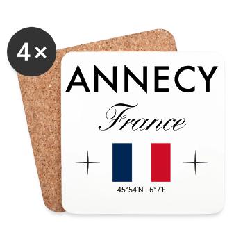 Annecy France Coordinates Travel Souvenir - Coasters (set of 4) - white - Front