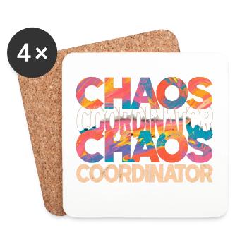 Chaos Koordinator Bunt Lustiger Spruch - Untersetzer (4er-Set) - Weiß - Vorne