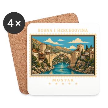 Bosnien und Herzegowina Mostar Vintage Reisemarke - Untersetzer (4er-Set) - Weiß - Vorne