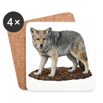 Wolfswächter auf Felsen - Untersetzer (4er-Set) - Weiß - Vorne