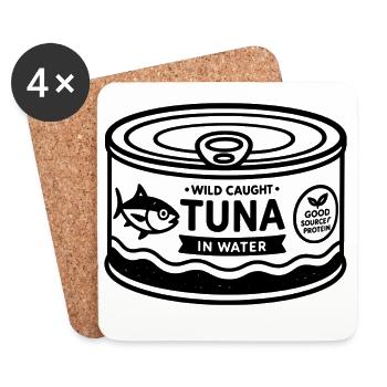 Dose Retro Minimal Thunfisch - Untersetzer (4er-Set) - Weiß - Vorne