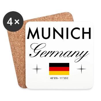 Munich Germany Coordinates Travel Souvenir - Coasters (set of 4) - white - Front