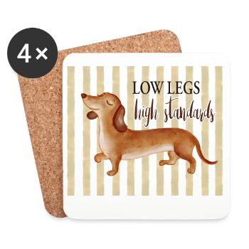 Low Legs High Standards – Funny Dachshund - Coasters (set of 4) - white - Front