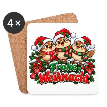 Frohe Weihnacht Vögel - Untersetzer (4er-Set) - Weiß - Vorne
