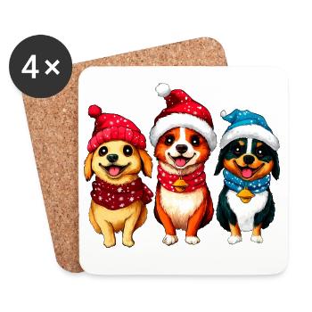 Hunde Weihnachten - Untersetzer (4er-Set) - Weiß - Vorne