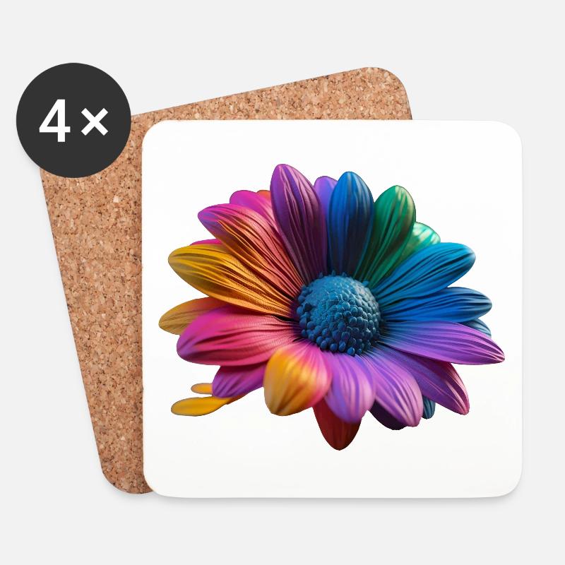 Farbenfrohe Regenbogenblüten: Schönheit und Freude - Untersetzer (4er-Set) - Weiß