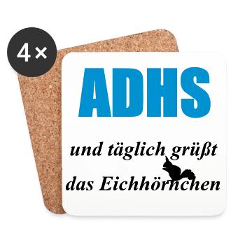ADHS Eichhörnchen Geschenk - Untersetzer (4er-Set) - Weiß - Vorne